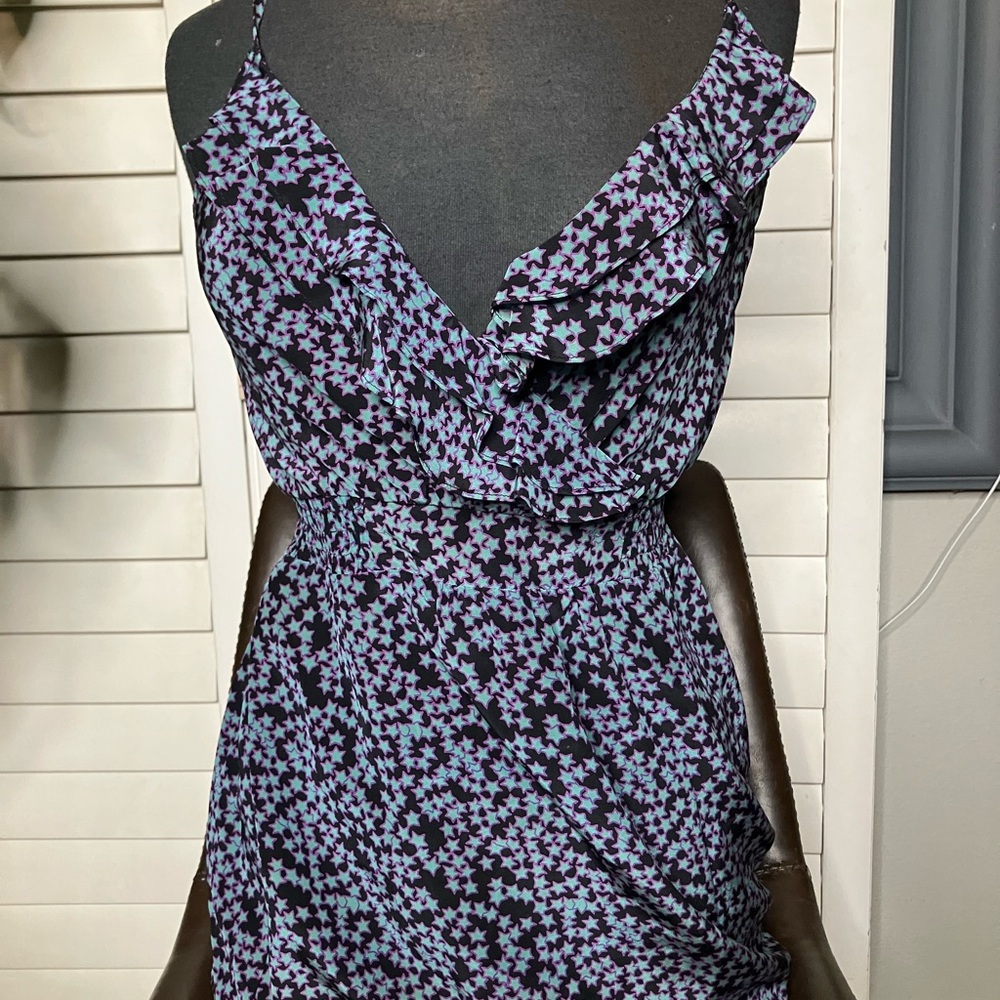 NORAH Asymmetrical Dress in Black and Purple Floral